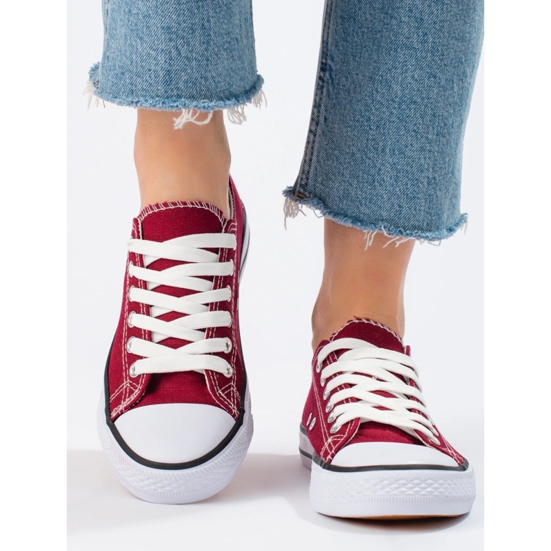 SHELOVET Burgundské tenisky červené 2