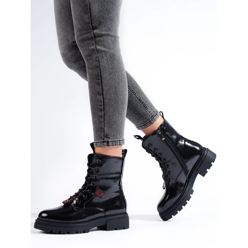 Dámský Shelovet černý dělník, lakovaná kůže černá 1