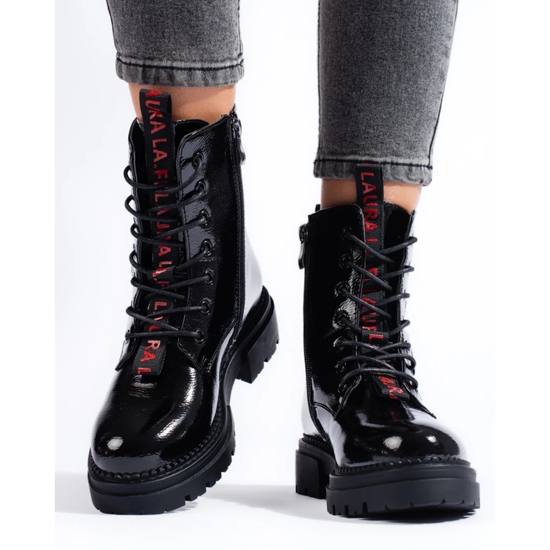 Dámský Shelovet černý dělník, lakovaná kůže černá 2