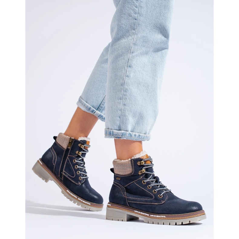 Dámské kozačky v tmavě modré barvě modrý 2