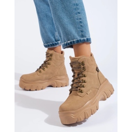 Dámské trapery na platformě Big Star KK274366 hnědý 1 Dámské trapery na platformě Big Star KK274366 hnědý 1