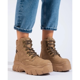 Dámské trapery na platformě Big Star KK274366 hnědý 2 Dámské trapery na platformě Big Star KK274366 hnědý 2