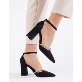 Černé semišové lodičky na vysokém podpatku černá 1