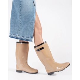 Dámské béžové vysoké holínky na patent béžový 1 Dámské béžové vysoké holínky na patent béžový 1