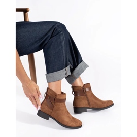 Dámské hnědé semišové kotníkové boty hnědý 2