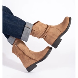 Dámské tmavě béžové semišové kovbojské boty béžový 1