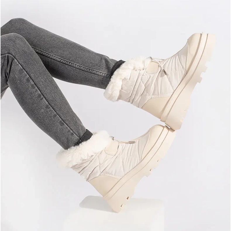 Seastar Béžové dámské sněhule s kožíškem na platformě béžový 2 Seastar Béžové dámské sněhule s kožíškem na platformě béžový 2