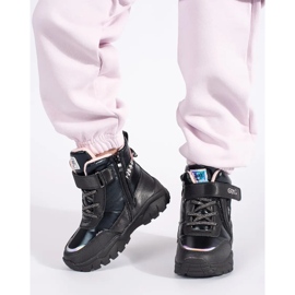 Černé dívčí boty se silnou podrážkou černá 2 Černé dívčí boty se silnou podrážkou černá 2