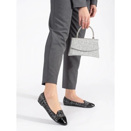 Dámské černé a bílé ploché balerínky černá 1