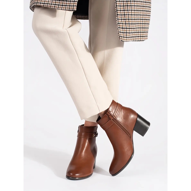 Hnědé kožené dámské kotníkové boty Sergio Leone hnědý 1