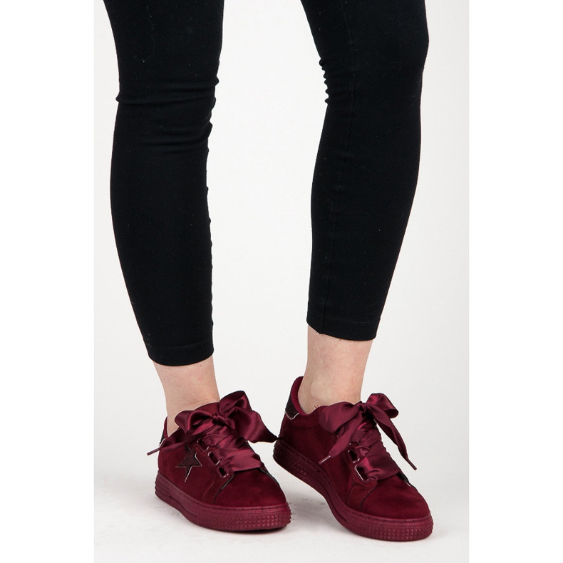 Tenisky Bordo Suede vázané červený 2