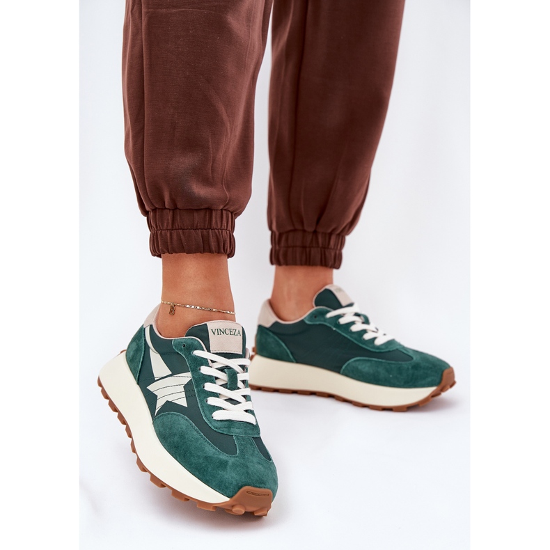 Dámská semišová sportovní bota na platformě Vinceza 66720 Green zelený 2
