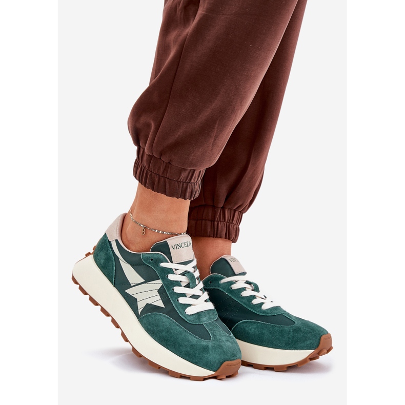 Dámská semišová sportovní bota na platformě Vinceza 66720 Green zelený 1