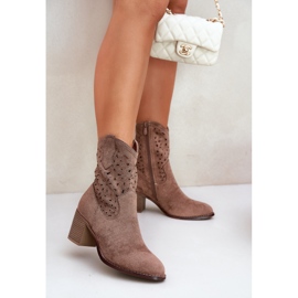 Openwork Boots Dámské vysoké podpatky S.Barski Hy51-125 Brown hnědý 2 Openwork Boots Dámské vysoké podpatky S.Barski Hy51-125 Brown hnědý 2