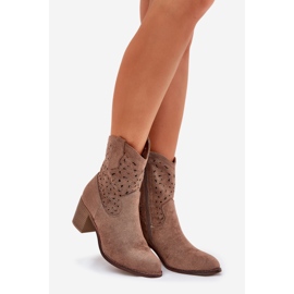 Openwork Boots Dámské vysoké podpatky S.Barski Hy51-125 Brown hnědý 1 Openwork Boots Dámské vysoké podpatky S.Barski Hy51-125 Brown hnědý 1