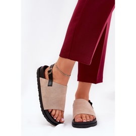 Dámské sandály s ekologickým semišem na platformě Beige béžový 2