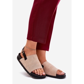 Dámské sandály s ekologickým semišem na platformě Beige béžový 1