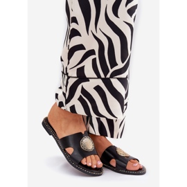 Ploché ženské žabky s dekorativními detaily černé nabídky černá 1