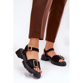 Dámské sandály ekologického semiše s černou svorkou černý 2