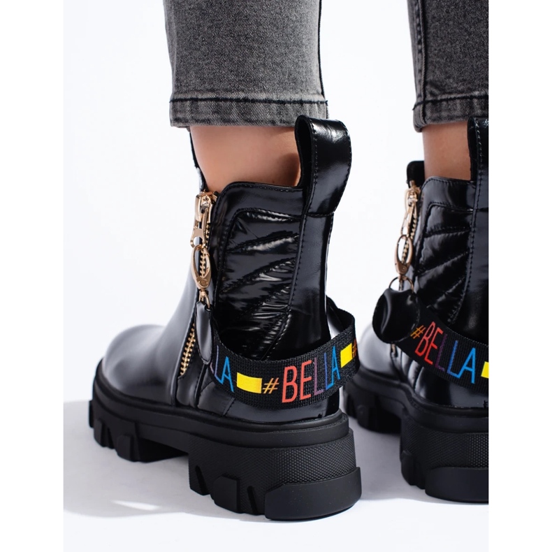 Dámské kotníkové boty na platformě černá 2
