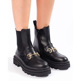 Černé dámské chelsea boty na platformě černý 2