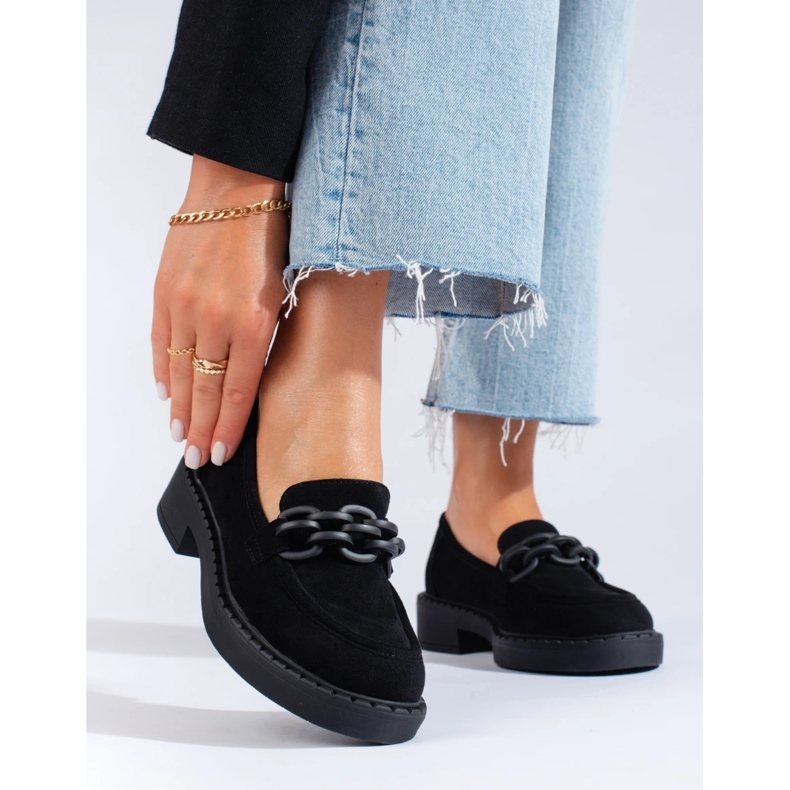 W. Potocki Dámské mokasíny Potocki semišové černé černá 1