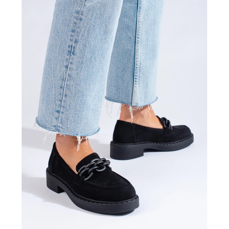 W. Potocki Dámské mokasíny Potocki semišové černé černá 2