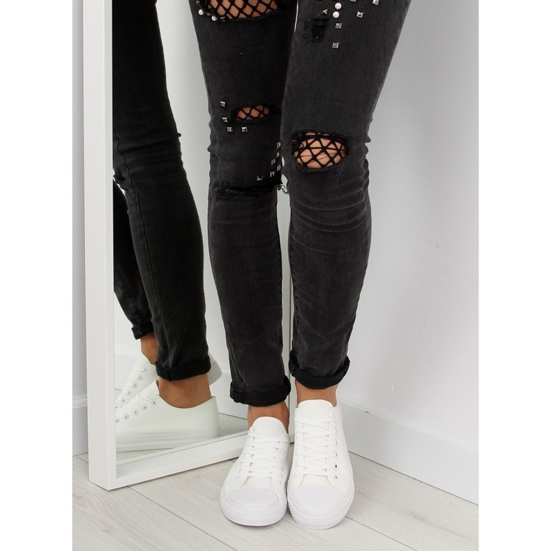 Dámské bílé jednobarevné tenisky bílý 2