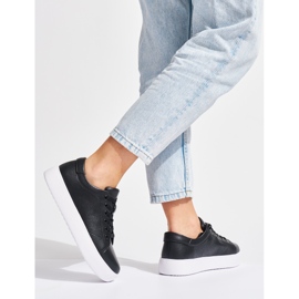 Sergio Leone Dámské kožené černé tenisky na šněrování černá 1