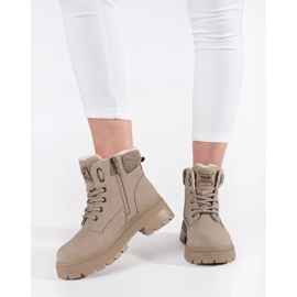 Goodin Béžové zateplené dámské kozačky béžový 2