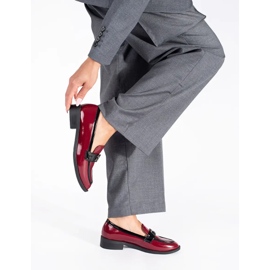 Vínové dámské lakované mokasíny červený 2