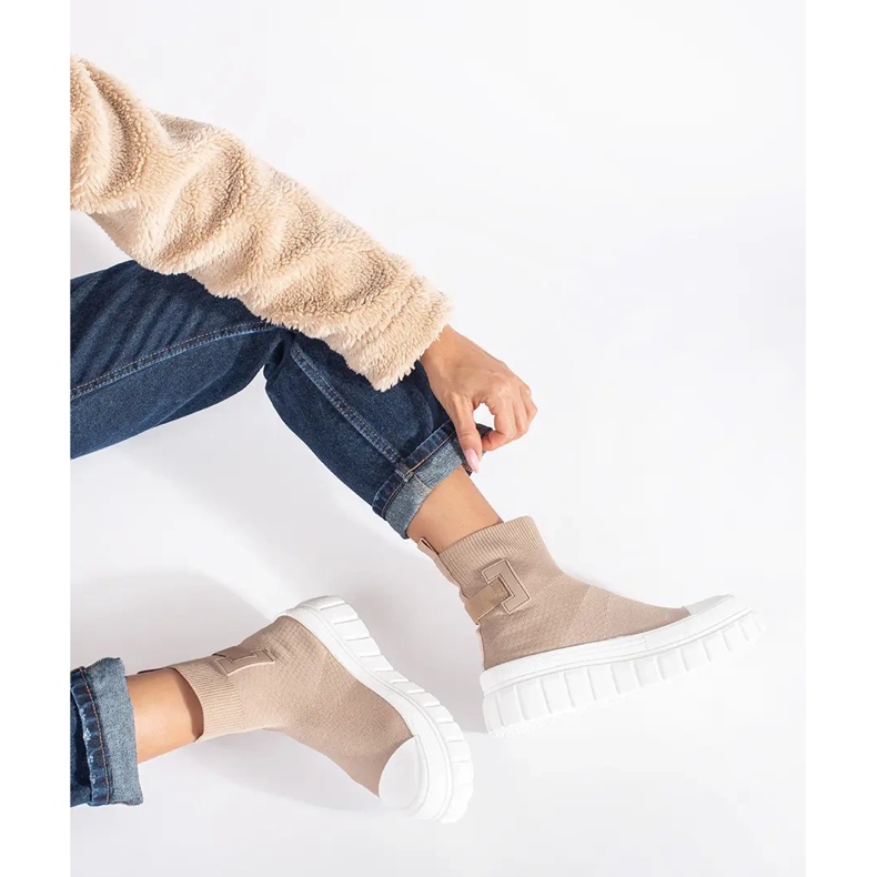 Seastar Béžové tenisky na vysoké platformě béžový 2