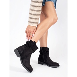 Dámské černé semišové kovbojské boty černý 1