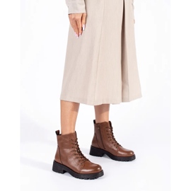 Kožené hnědé kozačky se silnou podrážkou Sergio Leone hnědý 2