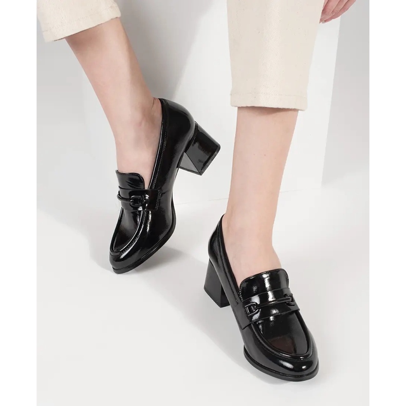 Goodin Černé dámské mokasíny na vysokém podpatku černá 1