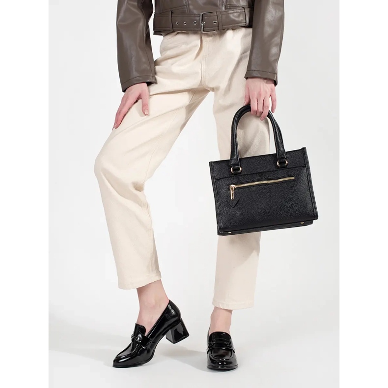 Goodin Černé dámské mokasíny na vysokém podpatku černá 2