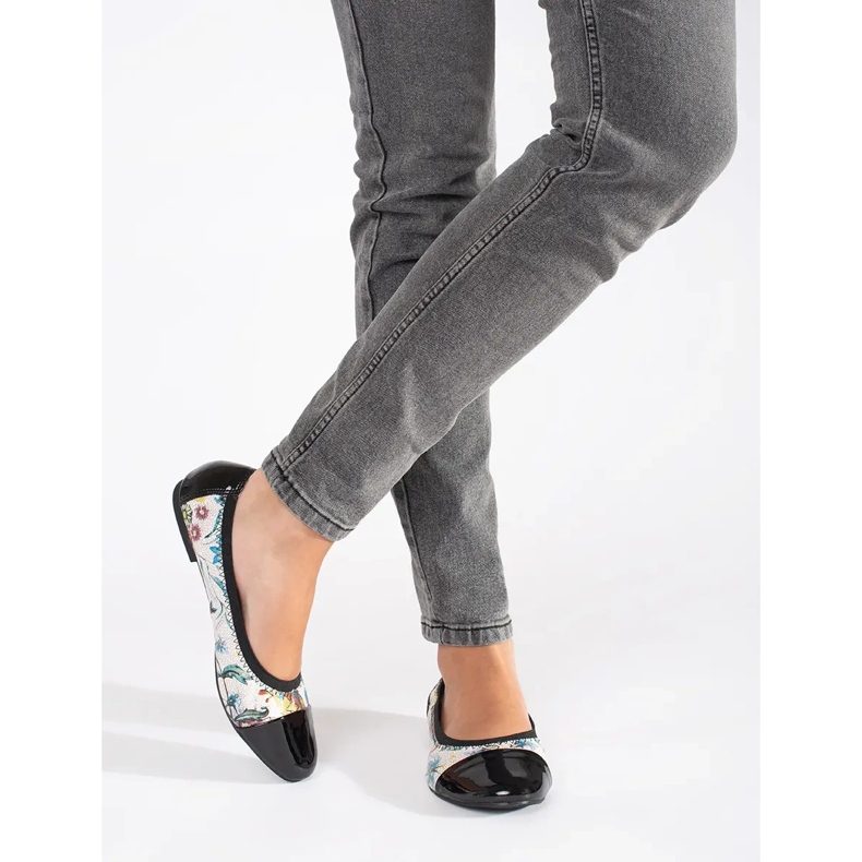 Goodin Balerínky s květinovým vzorem a patentovanou špičkou černá 2