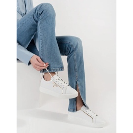 Goodin Kožené bílé tenisky na husté podrážce bílý 1 Goodin Kožené bílé tenisky na husté podrážce bílý 1