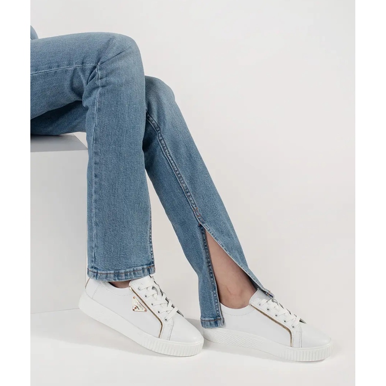 Goodin Kožené bílé tenisky na husté podrážce bílý 2 Goodin Kožené bílé tenisky na husté podrážce bílý 2