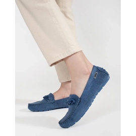 Goodin Blue Openwork Dámské semišové mokamaty modrý 1