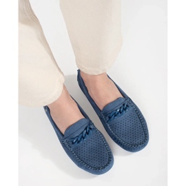Goodin Blue Openwork Dámské semišové mokamaty modrý 2