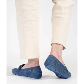 Goodin Blue Openwork Dámské semišové mokamaty modrý 4