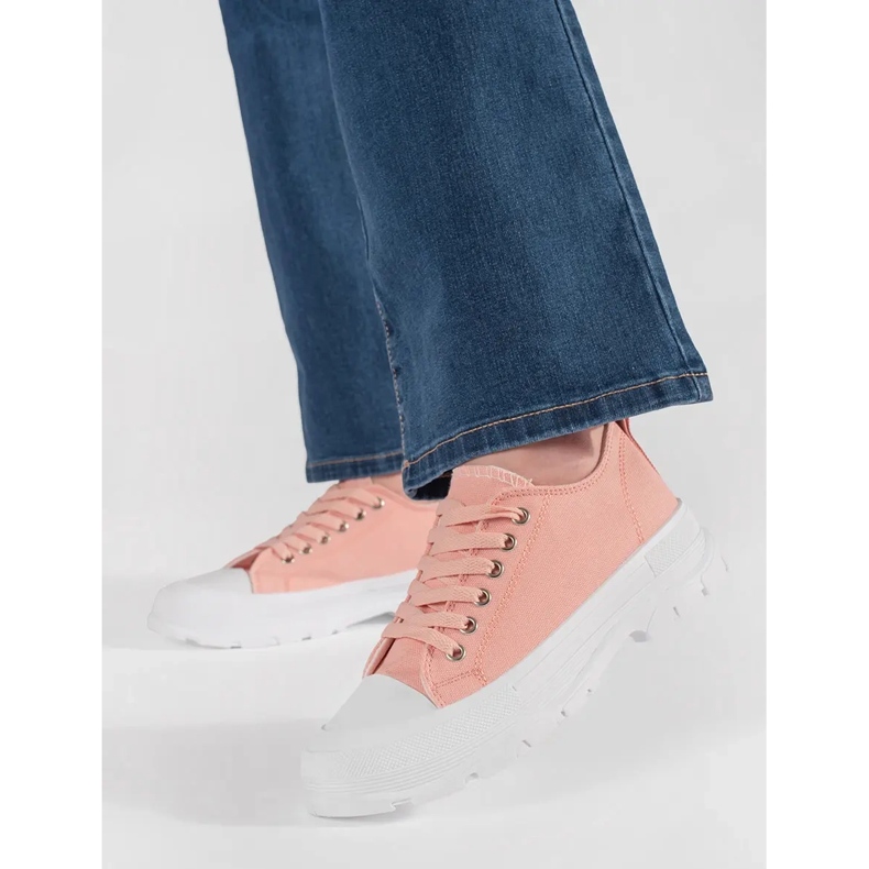 Klasické tenisky na světle růžové platformě růžový 1