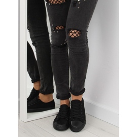 Černé černé jednobarevné dámské tenisky černá 2