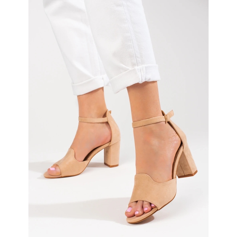 Dámské béžové sandály na sloupku od W. Potocki béžový 2