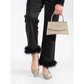 Dámské zlaté třpytivé baleríny na plochém podpatku zlatý 2 Dámské zlaté třpytivé baleríny na plochém podpatku zlatý 2