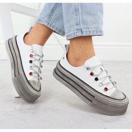 Kožené tenisky na platformě White Goe NN2N4054 bílý 1