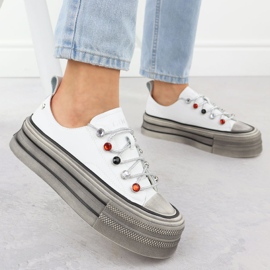 Kožené tenisky na platformě White Goe NN2N4054 bílý 2