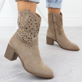 Openwork Boots Women's Beige Suede S.Barski Hy51-125 béžový 2 Openwork Boots Women's Beige Suede S.Barski Hy51-125 béžový 2