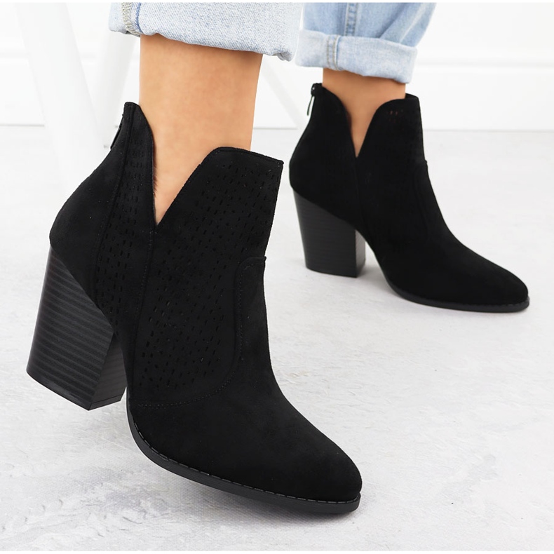 S.Barski Dámské semišové boty na stánku Black Openwork S. Barski Hy51-060 černá 2